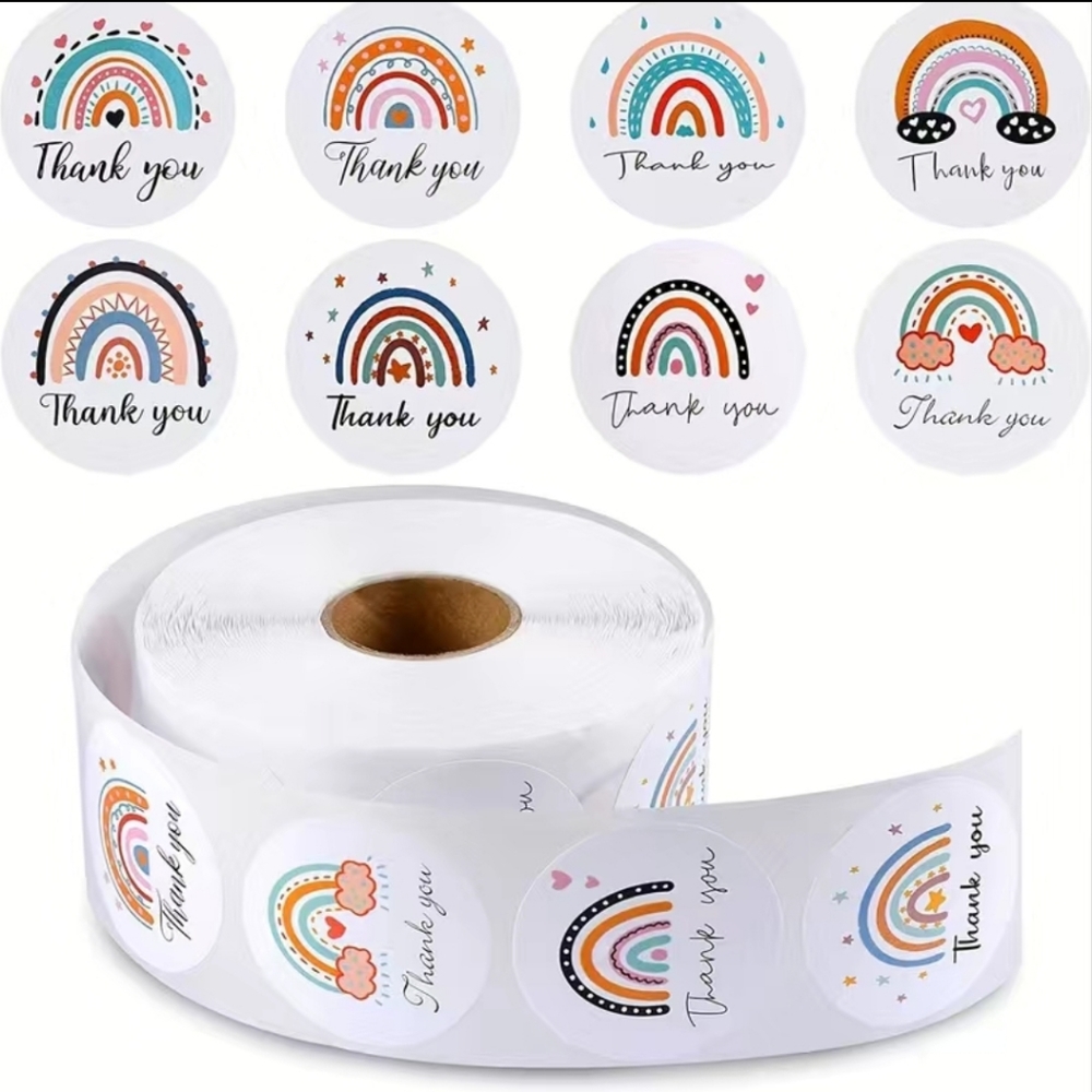 🎉5/$20 NWT 500 Piece 1 Inch Rainbow Thank You Stickers